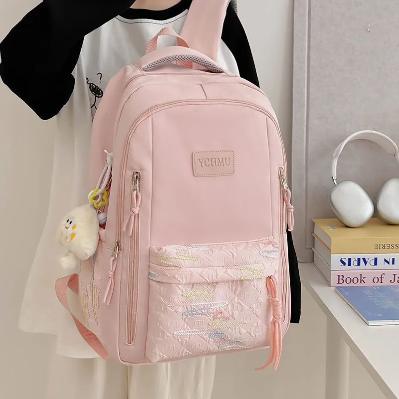 WICKBUEN Nylon Backpack Regular Unisex White/Black/Pink/Red-16