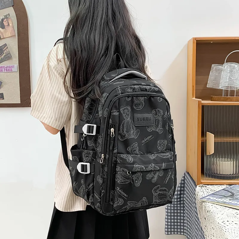 WICKBUEN Nylon Backpack Unisex Ecru/Black/Gray/Purple-10