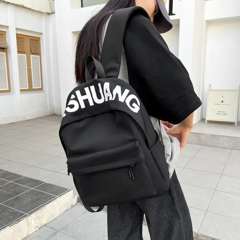 WICKBUEN Fabric Backpack Regular Unisex White/Black/Orange/Green-11