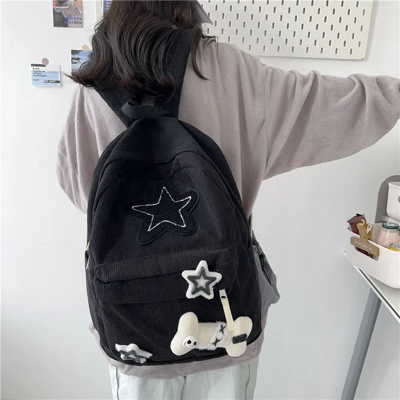 WICKBUEN Corduroy Backpack Unisex Ecru/Black-10