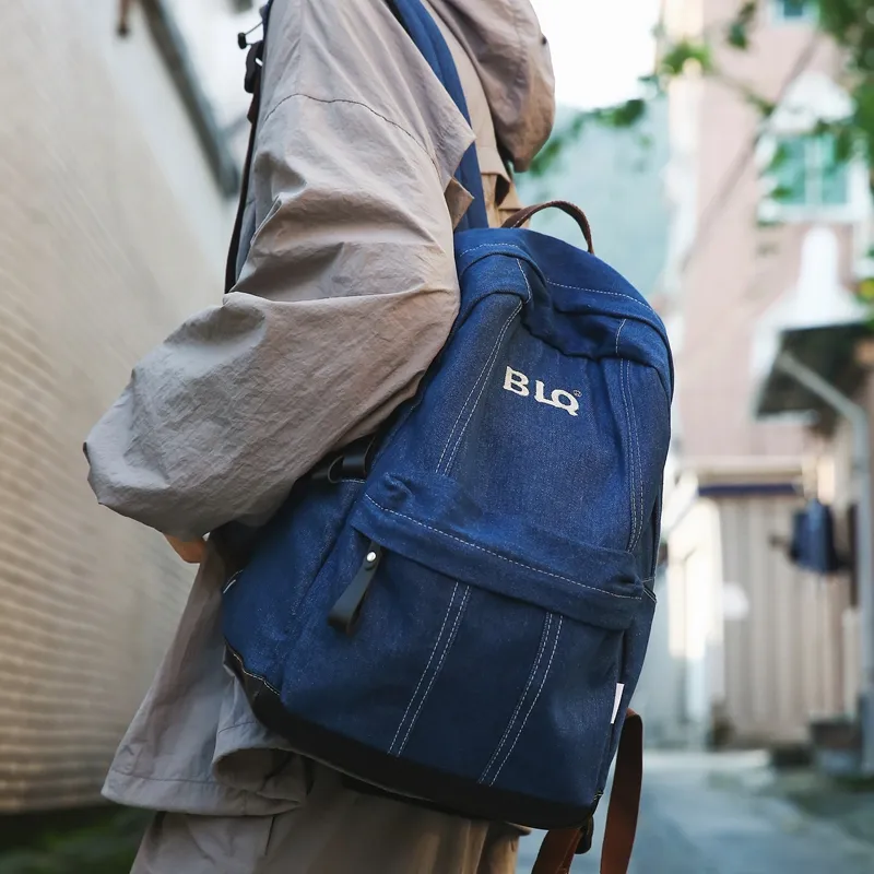 WICKBUEN Denim Backpack Unisex Black/Light Blue/Blue-2