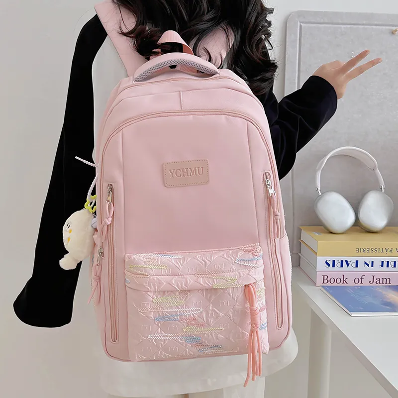 WICKBUEN Nylon Backpack Regular Unisex White/Black/Pink/Red-13