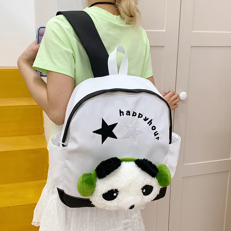 WICKBUEN Nylon Fabric Backpack Regular Unisex White/Pink/Red/Blue-4