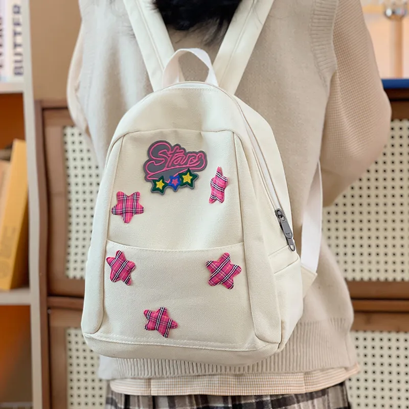 WICKBUEN Canvas Backpack Women's White/Brown-5