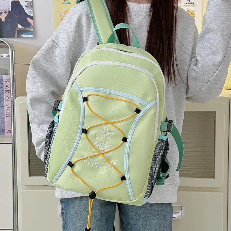 WICKBUEN Polyester Backpack Unisex Blue/Green/Black-11