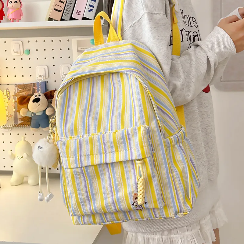 WICKBUEN Nylon Backpack Unisex Pink/Yellow-8