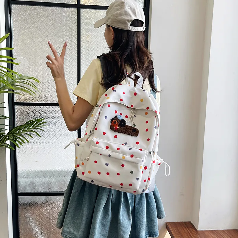 WICKBUEN Nylon Backpack Unisex White/Black-3