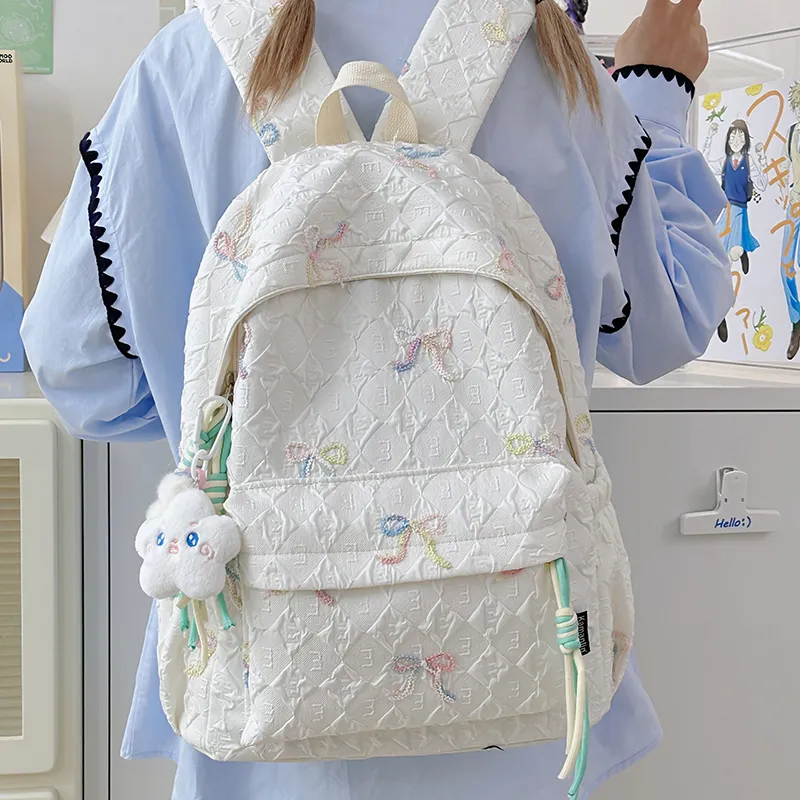 WICKBUEN Nylon Backpack Regular Unisex White/Black/Purple/Blue-2