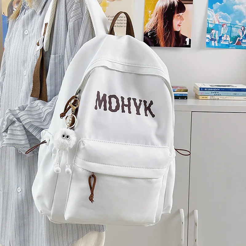 WICKBUEN Nylon Backpack Unisex White/Black/Purple/Yellow-1