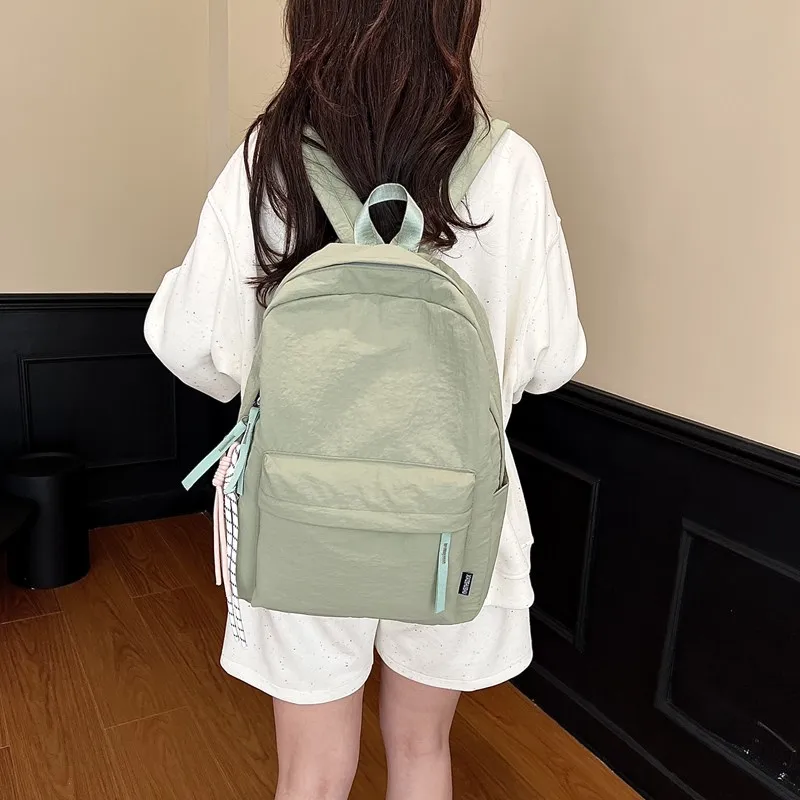WICKBUEN Nylon Backpack Unisex Purple/Black/Green/Yellow-11
