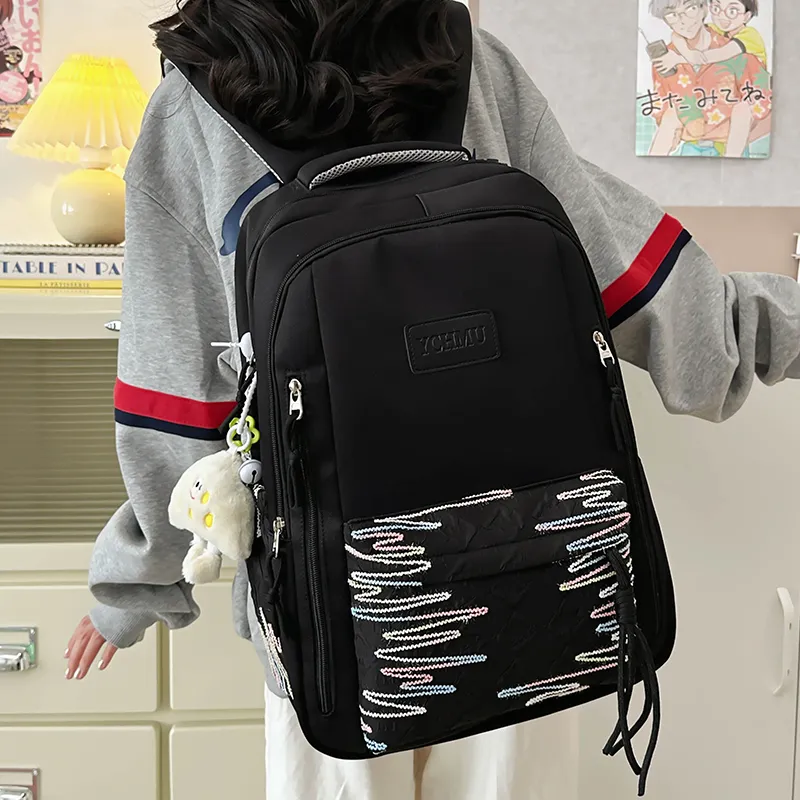 WICKBUEN Nylon Backpack Regular Unisex White/Black/Pink/Red-7
