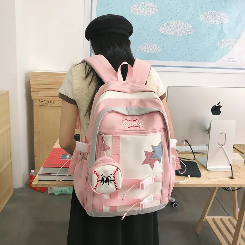 WICKBUEN Nylon Backpack Regular Unisex Ecru/Pink/Violet/Yellow-9