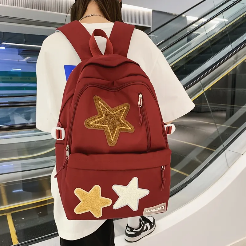 WICKBUEN Nylon Backpack Regular Unisex Black/Red/Brown/Blue/White-19