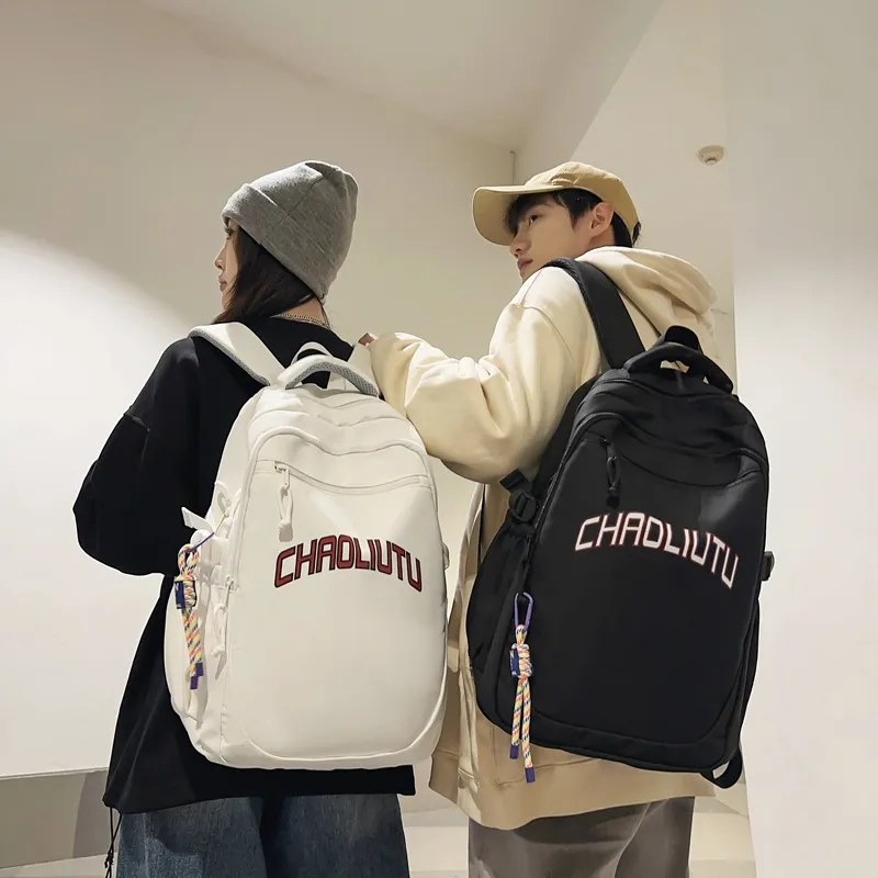 WICKBUEN Nylon Backpack Regular Unisex White, Black, Gray/Burgundy-10