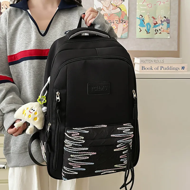 WICKBUEN Nylon Backpack Regular Unisex White/Black/Pink/Red-11