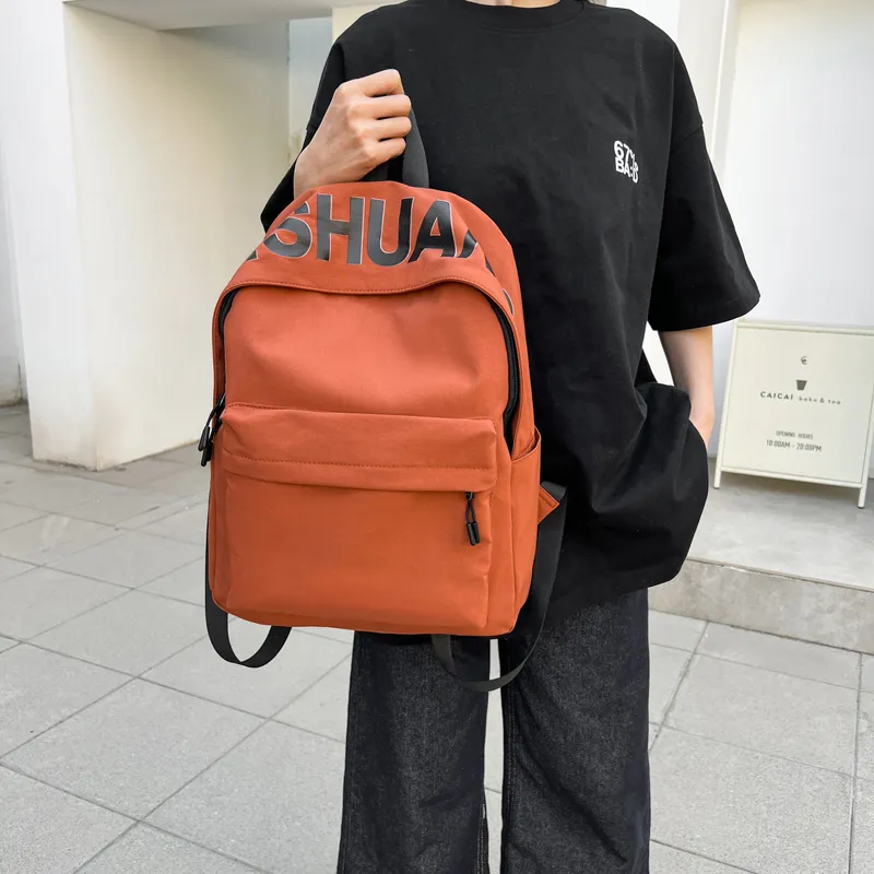 WICKBUEN Fabric Backpack Regular Unisex White/Black/Orange/Green-16