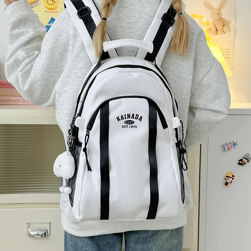 WICKBUEN Nylon Backpack Unisex White/Black-2