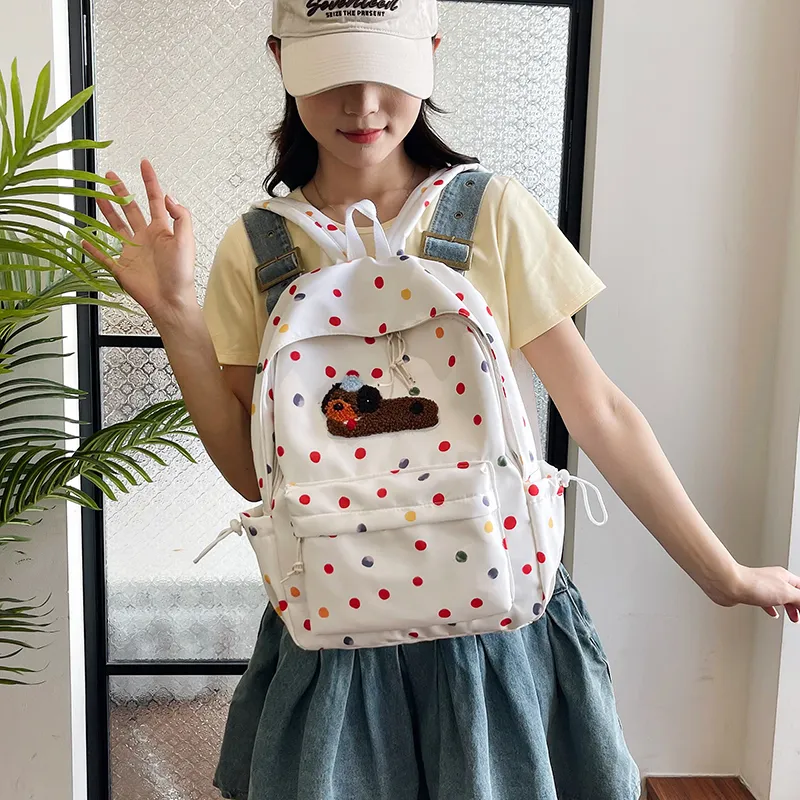 WICKBUEN Nylon Backpack Unisex White/Black-5