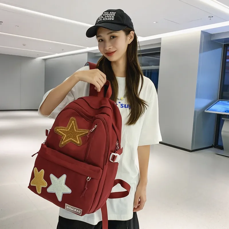 WICKBUEN Nylon Backpack Regular Unisex Black/Red/Brown/Blue/White-21
