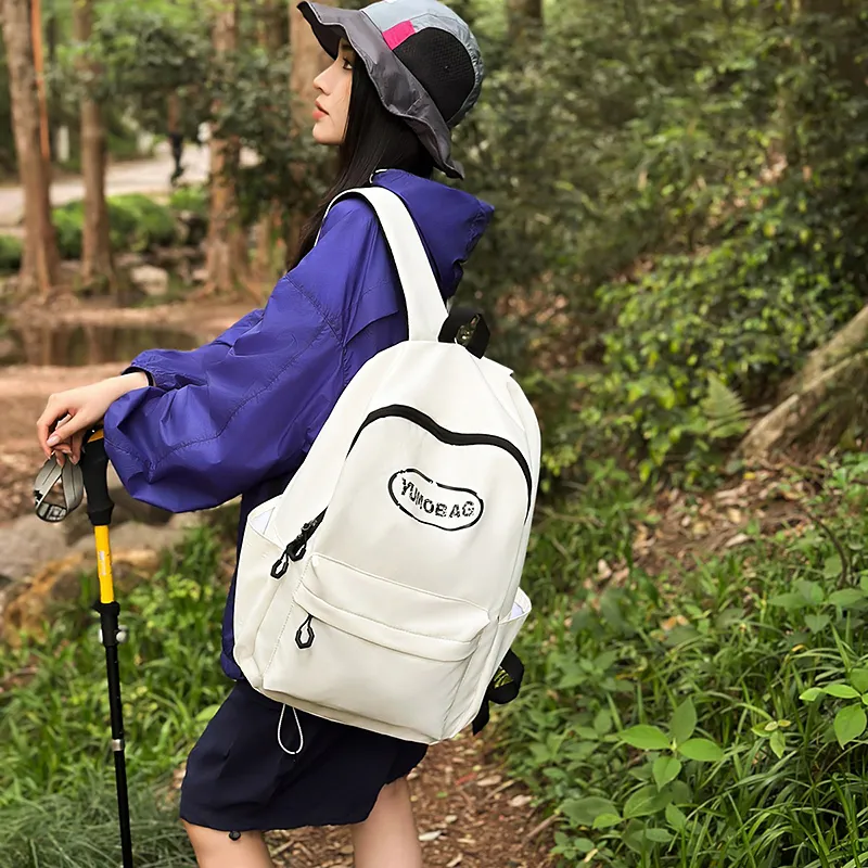 WICKBUEN Nylon Backpack Unisex White/Black/Orange/Green-2