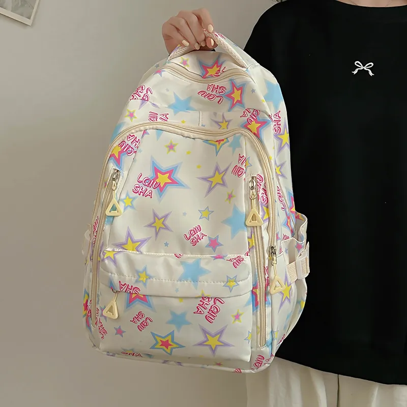 WICKBUEN Polyester Backpack Regular Women's White/Black/Purple/Green-4