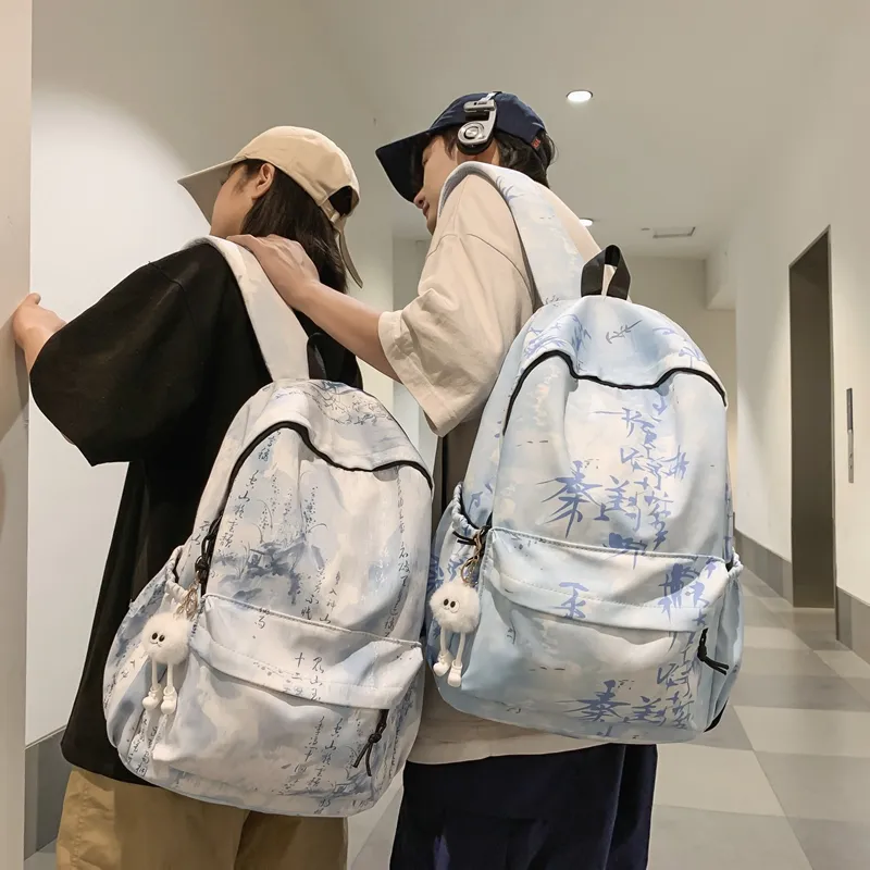 WICKBUEN Nylon Backpack Regular Unisex White/Black/Gray/Khaki/Blue-17