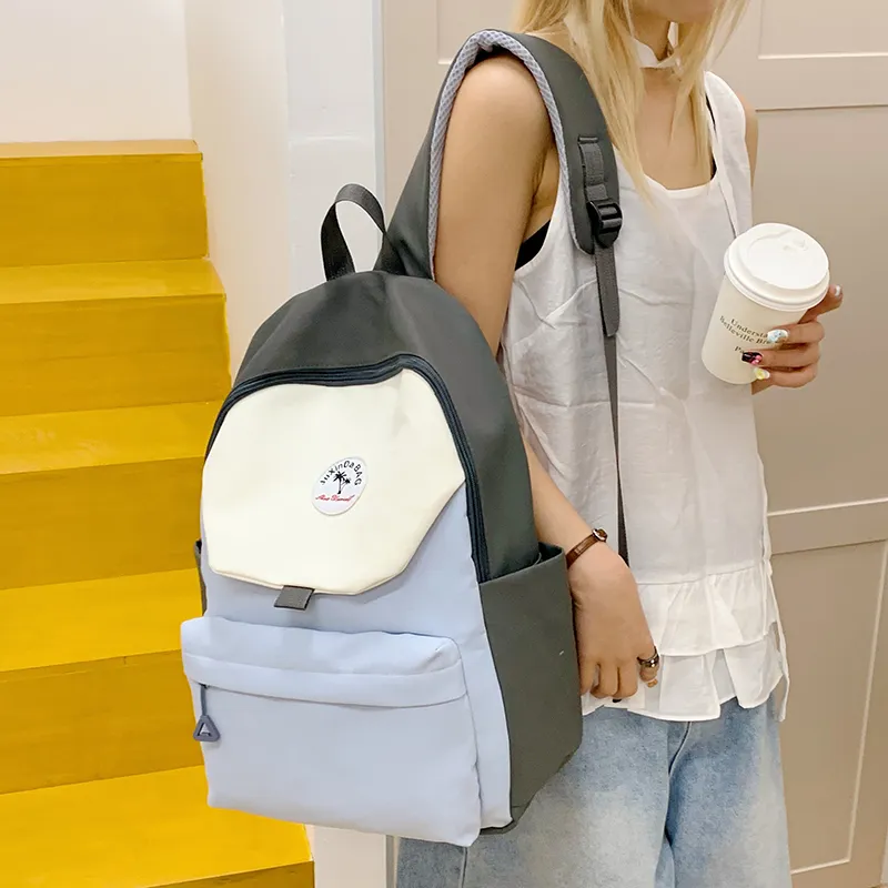 WICKBUEN Nylon Fabric Backpack Regular Unisex Navy Blue/Pink/Blue-17