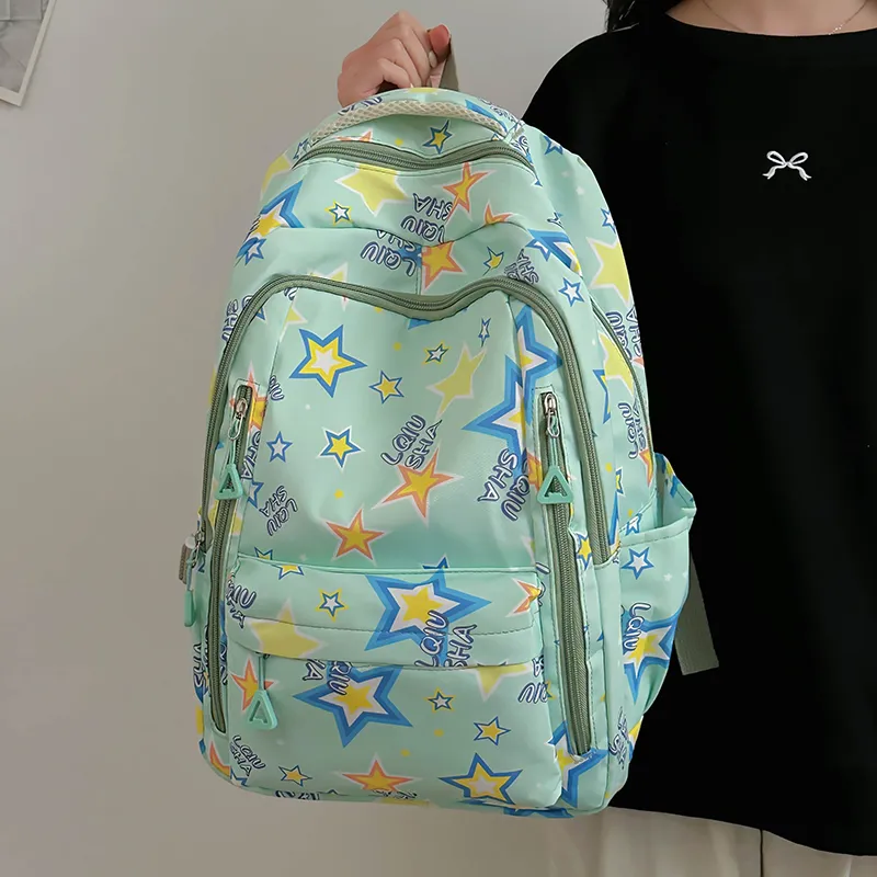 WICKBUEN Polyester Backpack Regular Women's White/Black/Purple/Green-17