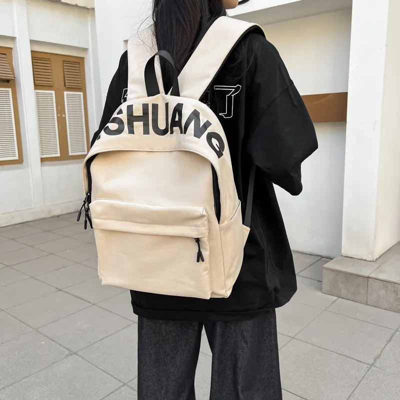 WICKBUEN Fabric Backpack Regular Unisex White/Black/Orange/Green-1