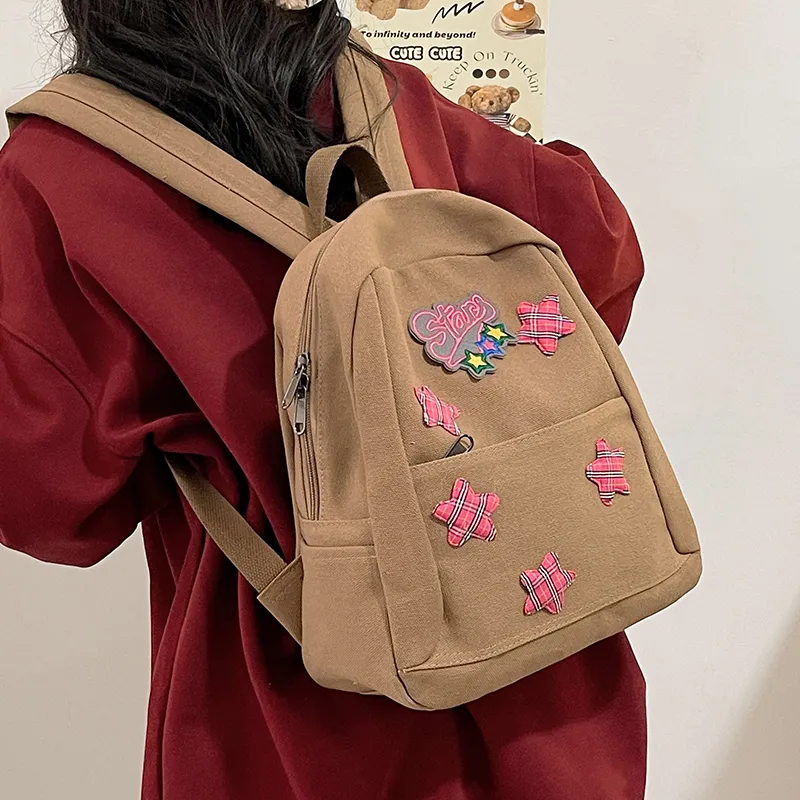 WICKBUEN Canvas Backpack Women's White/Brown-9