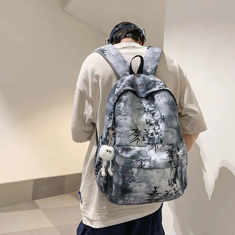 WICKBUEN Nylon Backpack Regular Unisex White/Black/Gray/Khaki/Blue-13