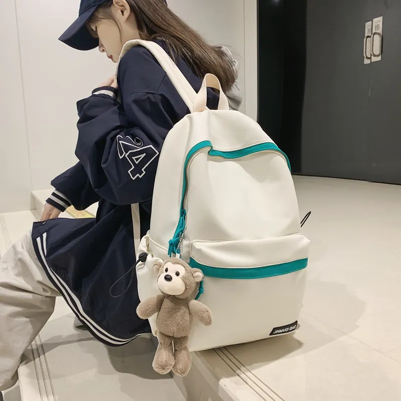WICKBUEN Nylon Backpack Unisex White/Black/Purple/Green-1