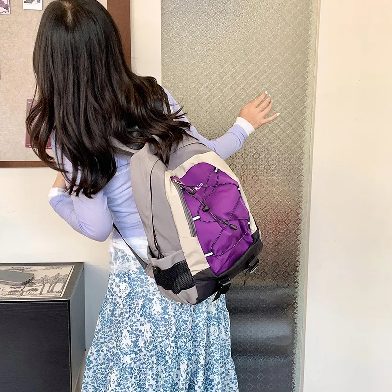 WICKBUEN Nylon Backpack Regular Unisex Purple/Gray/Black-3