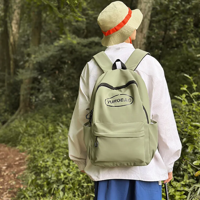 WICKBUEN Nylon Backpack Unisex White/Black/Orange/Green-17