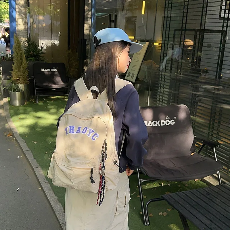 WICKBUEN Nylon Backpack Unisex White/Black/Burgundy/Blue-1