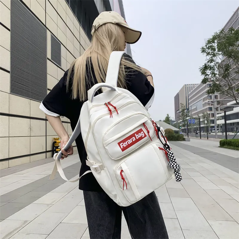 WICKBUEN Oxford Backpack Regular Unisex Orange Red/White/Black-4