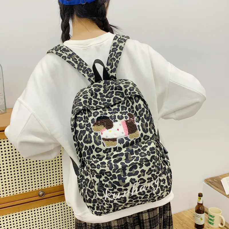 WICKBUEN Fabric Backpack Unisex White/Black/Green/Brown-20