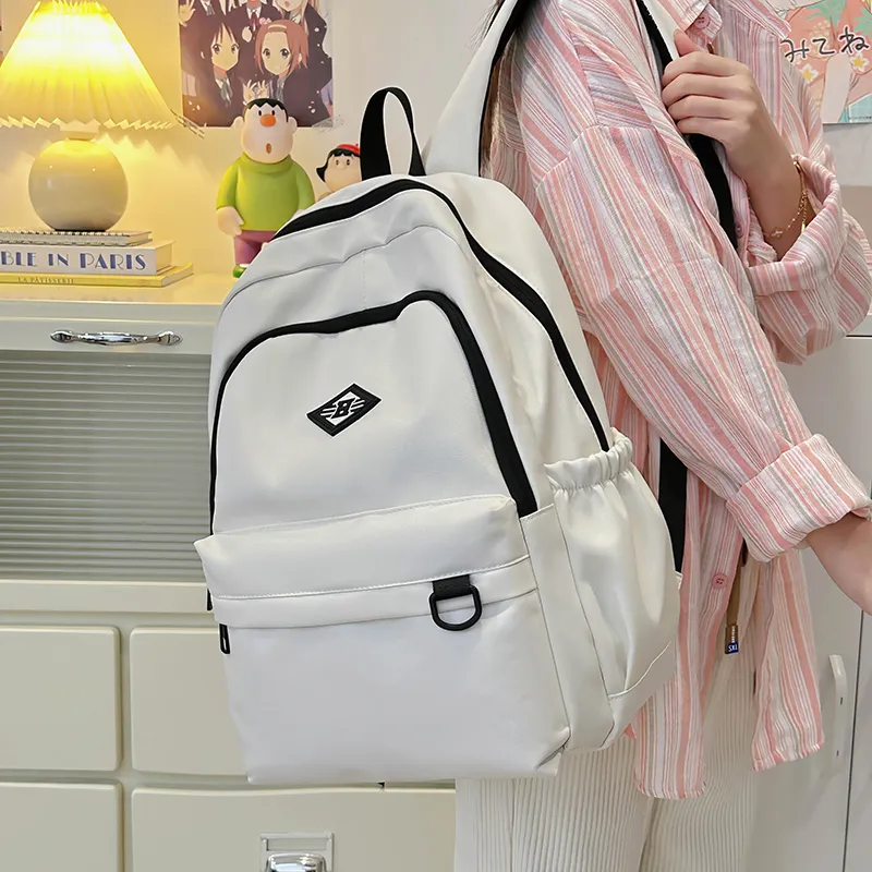 WICKBUEN Nylon Backpack Unisex Gray/Black/Red/White-4