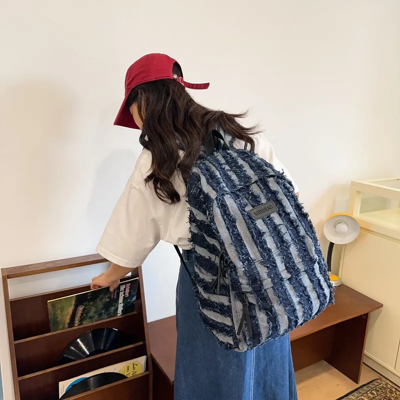 WICKBUEN Denim Backpack Unisex Black/dark Blue/blue-10