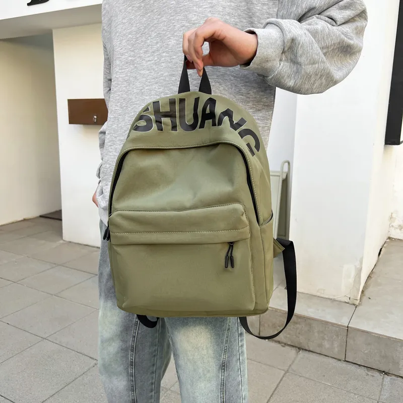 WICKBUEN Fabric Backpack Regular Unisex White/Black/Orange/Green-23