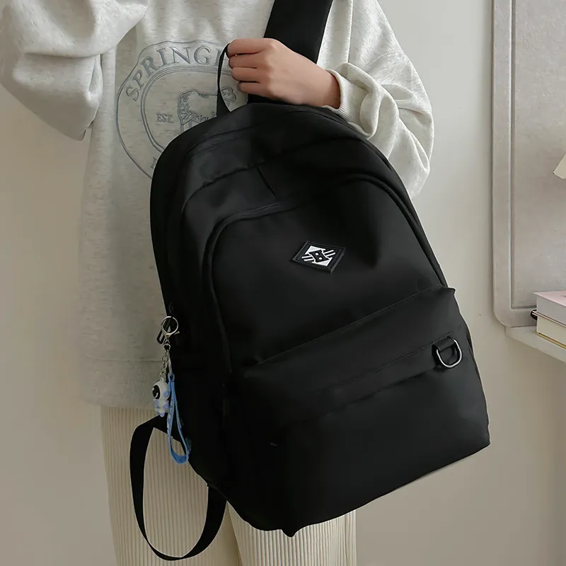 WICKBUEN Nylon Backpack Unisex Gray/Black/Red/White-23