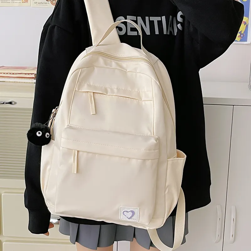 WICKBUEN Nylon Backpack Unisex White/Black/Blue/Pink-4