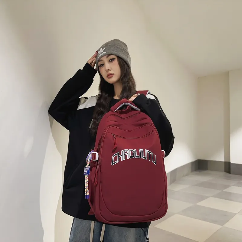 WICKBUEN Nylon Backpack Regular Unisex White, Black, Gray/Burgundy-19