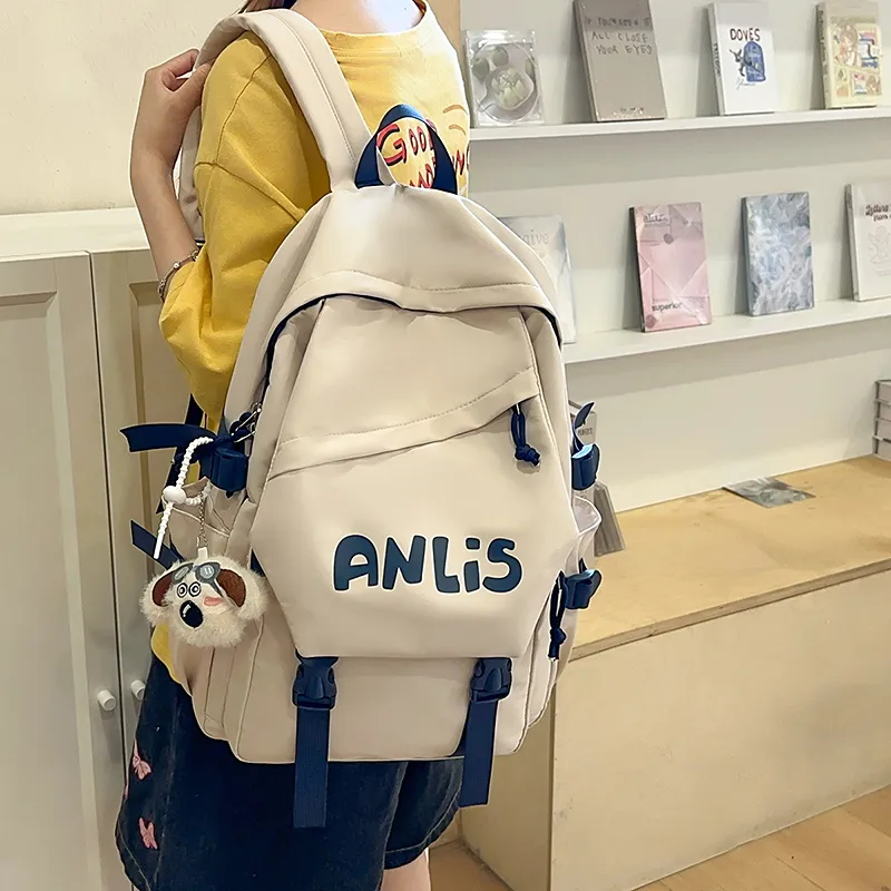 WICKBUEN Nylon Backpack Unisex Ecru/Yellow/Blue/Black-3
