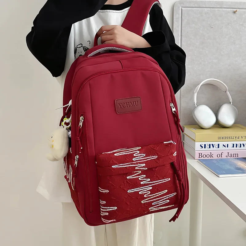 WICKBUEN Nylon Backpack Regular Unisex White/Black/Pink/Red-21