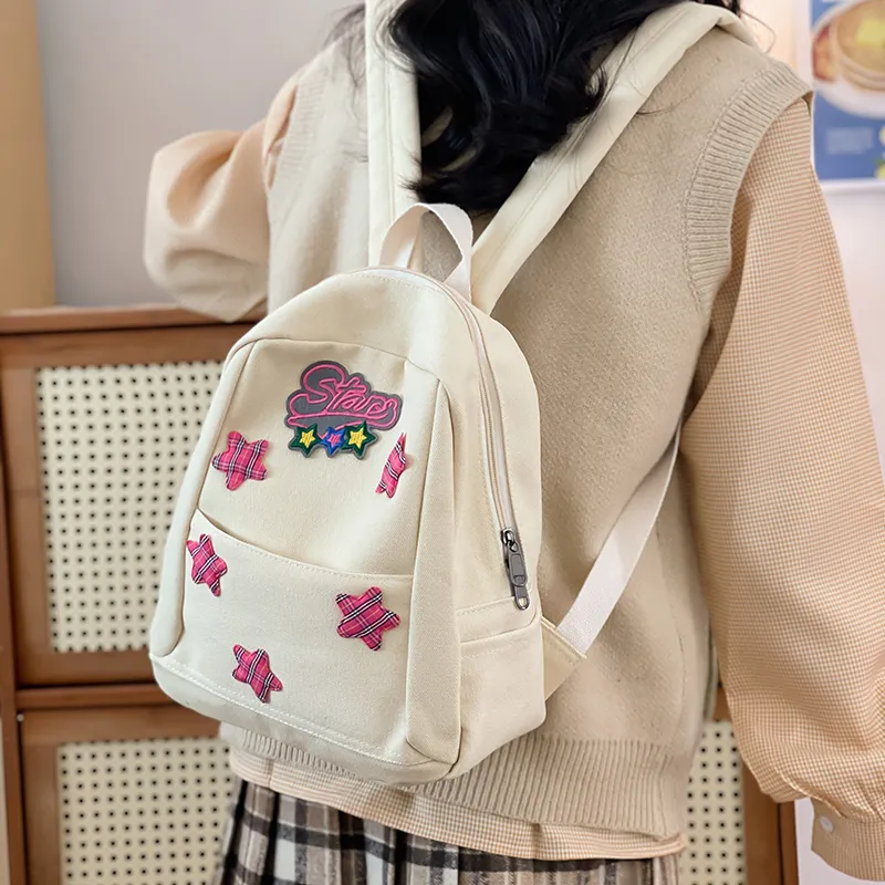 WICKBUEN Canvas Backpack Women's White/Brown-2