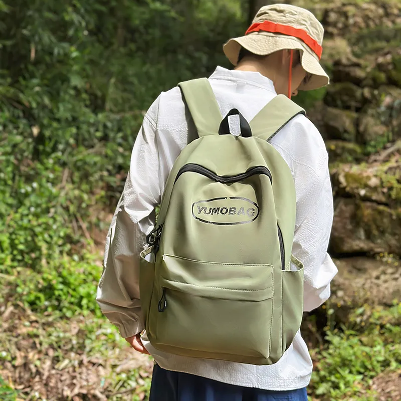 WICKBUEN Nylon Backpack Unisex White/Black/Orange/Green-19