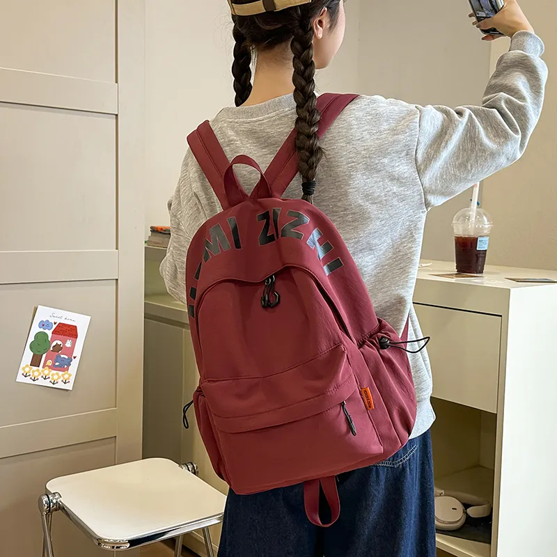 WICKBUEN Nylon Backpack Regular Unisex White/Black/Red/Green-12