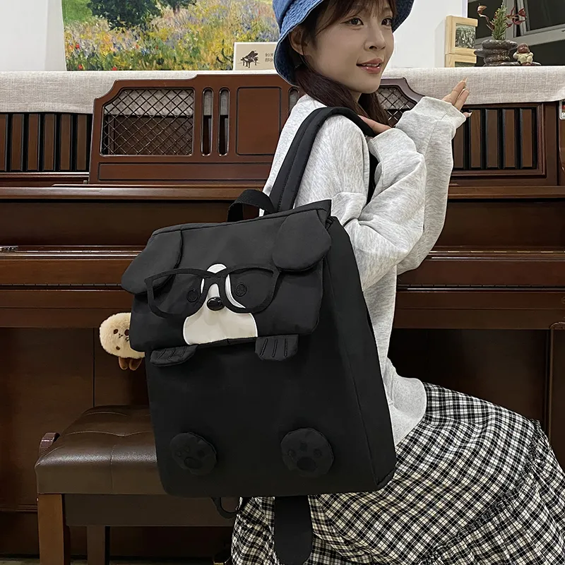 WICKBUEN Fabric Backpack Unisex White/Black/Khaki-8