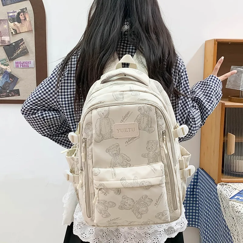 WICKBUEN Nylon Backpack Unisex Ecru/Black/Gray/Purple-4